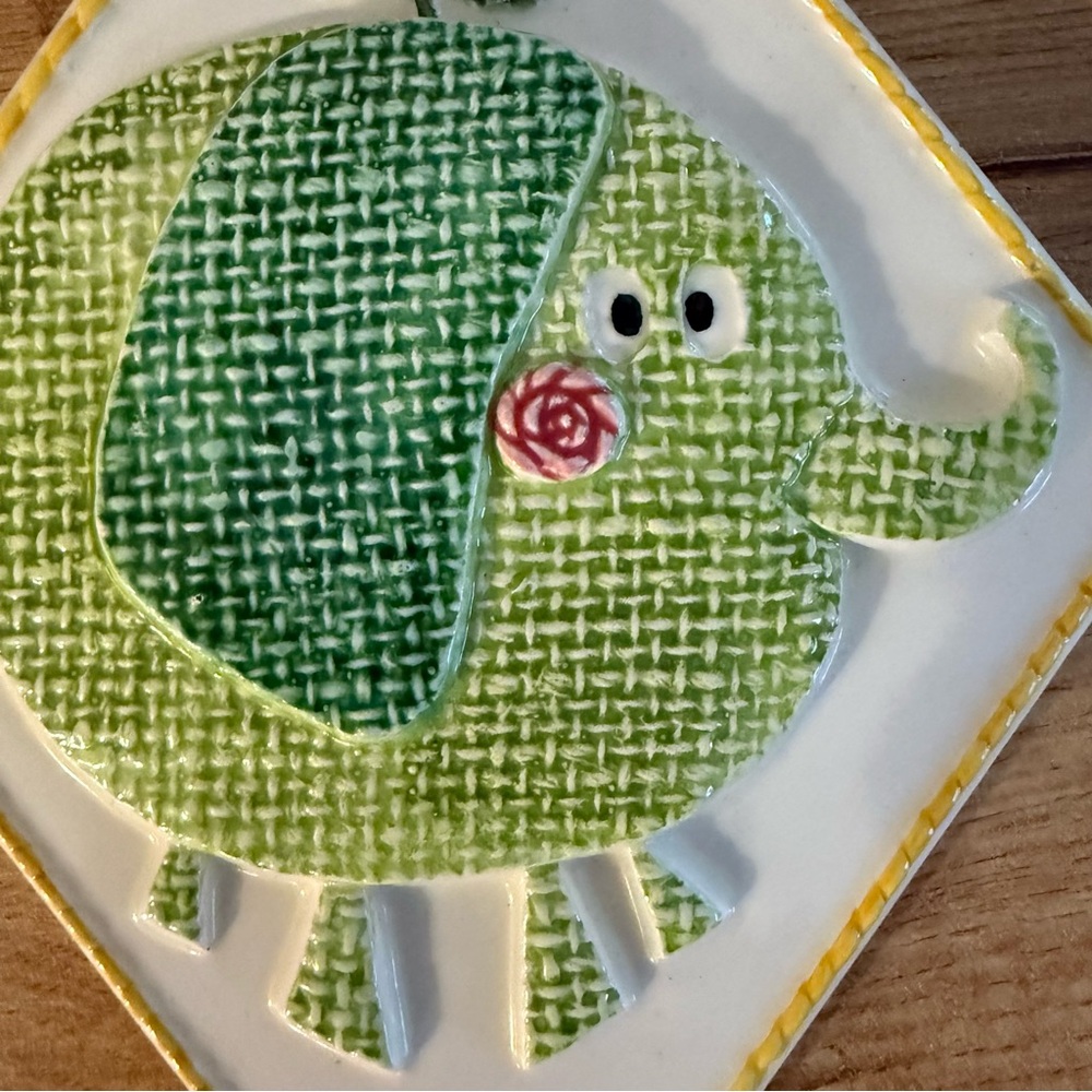 Ceramic Tile Elephant Children’s Room Nursery Diamond Shape Green Pink Yellow - Picture 2 of 6
